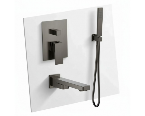 AQM8411GM Savona Набор для комплектации ванны с изливом и ручным душем, цвет металл AQM8411GM