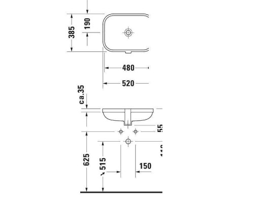 Duravit Happy D.2 Раковина встраиваемая снизу 48х34.5см., без отв., цвет: белый. 0457480000 Duravit Happy D.2 Раковина встраиваемая снизу 48х34.5см., без отв., цвет: белый. 0457480000