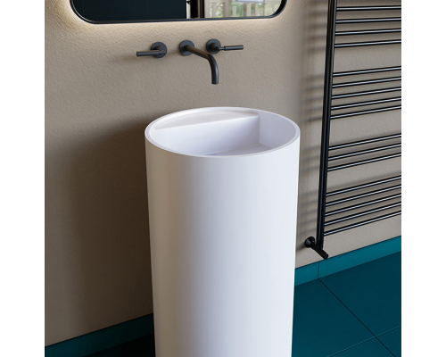 Salini ARMONIA TOP 01 Раковина напол 450х450х850/900мм, без отв.под смеситель, донный клапан UpDown,S-Sense, белый глянц (СЛИВ в стену). 130114GN/слив в стену