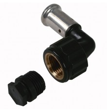 Угольник-пресс 90° Henco ВР 16x1/2  c черной заглушкой BP04 1/2 . 6PK-1604BP