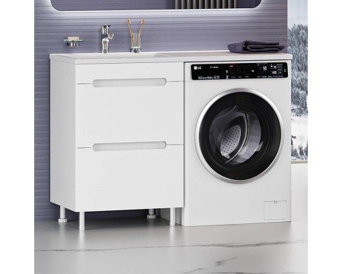 Тумба с раковиной Misty Байкал 55 L для стиральной машины, белая Тумба с раковиной Misty Байкал 55 L для стиральной машины, белая