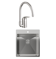 Комплект Мойка Rivelato Rinox 4450 нержавеющая сталь + Смеситель Grohe Euroeco