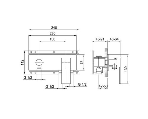Fantini AR/38 Смеситель для душа, встраиваемый, цвет: хром. 38 02 E288SB,  38 02 334802