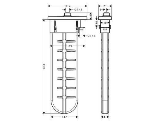 Hansgrohe sBox Душевой шланг с коробом скрытого монтажа, с прямоуг. розеткой (на борт ванны), цвет: шлифованный черный хром. 28010340