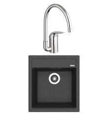 Комплект Мойка Florentina Липси 460 черная + Смеситель Grohe Euroeco