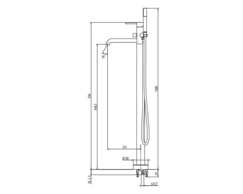 Gattoni Circle Two Смеситель для ванны напольный 994 мм, с встроенной частью, цвет: Nickel Spazzolato. 9108/91NS