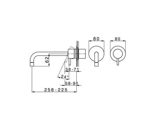 Cisal Less Minimal Смеситель для раковины, встраиваемый на 2 отв., излив: 25.8-25.5см, цвет: хром. LM00551721