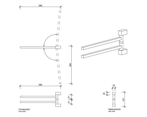 Decor Walther Corner HTH2 Полотенцедержатель поворотный 39.8см, двойной, подвесной, цвет: хром. 0560700 Decor Walther Corner HTH2 Полотенцедержатель поворотный 39.8см, двойной, подвесной, цвет: хром. 0560700