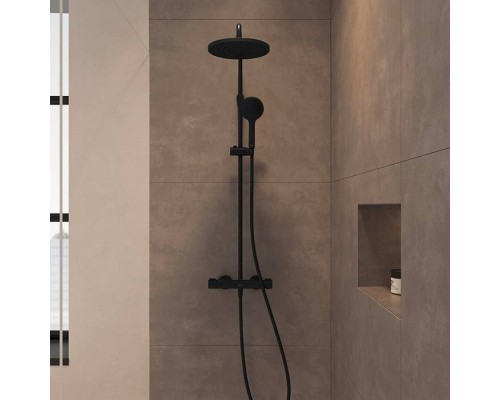 Duravit Shower Systems Душевая система в комплекте с термостатическим смесителем, цвет: чёрный матовый. TH4282008046