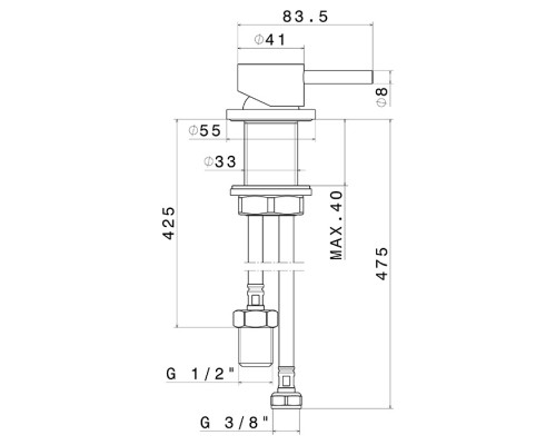 Newform X-Steel 316 Смеситель для раковины (управление), цвет: stainless steel. 69624X.50.050