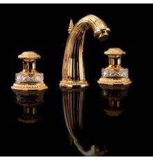 DevonDevon Excelsior Swan Смеситель для раковины на 3 отверстия. Цвет: золото 24к.. EXC-SW101GK