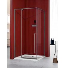 Душевой уголок, душевое ограждение Esbano Art ESA-108PS-GM 100х80 см с распашной дверью, прямоугольный, профиль оружейная сталь (Gun Metal), стекло прозрачное 6 мм, без поддона