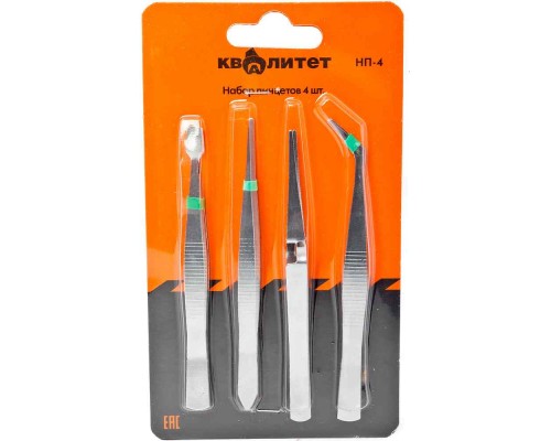Набор пинцетов Квалитет 4 шт. НП-4