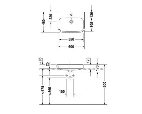 Duravit Happy D.2 Раковина 60x46 см, без отв., с переливом, цвет: белый. 2315600060