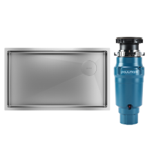 Комплект Мойка Paulmark Next-Skew PM887444-BS брашированная сталь + Измельчитель Intenso I-400