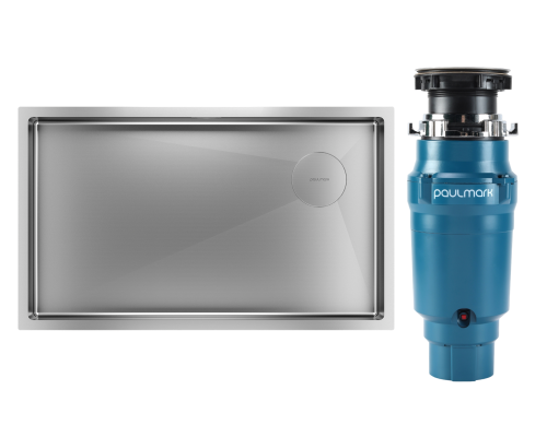 Комплект Мойка Paulmark Next-Skew PM887444-BS брашированная сталь + Измельчитель Intenso I-400