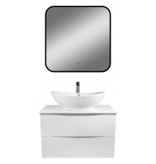 Мебель для ванной комнаты BOND Cube 80 подвесная, белая матовая, с раковиной Oval S55-590