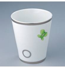 THG CAPUCINE VERT DECOR PLATINE Чашка керамическая, настольная, декор платина/зеленый, цвет: белый. A7E-A02-4608