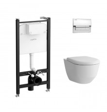 Laufen Pro Унитаз подвесной, безободковый смыв Rimless, с инсталляционной системой, сиденье с крышкой SC, панель смыва цвет: хром. Z.RU93.0.771.5