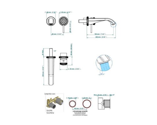 THG Hirondelles Platinum Stamped Смеситель для раковины, встраиваемый, цвет: Polished gold. G00-A00-5840/MA,  A4K-F01-6541B