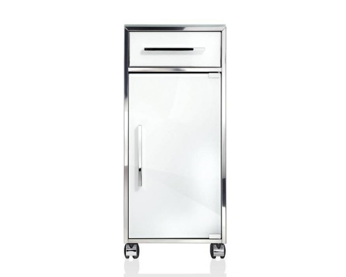 Decor Walther RS 1 Шкафчик передвижной 38x30x80см, стекло белое, напольынй, цвет: сталь полированная. 0704270