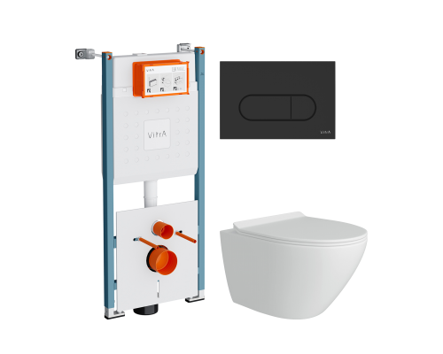 Комплект Унитаз подвесной Teymi Lina Pro T40106 с микрофлитом, безободковый, белый + Инсталляция VitrA V-Fix Core 732-5800-01PV + Кнопка Root Round 740-2211 черная матовая Комплект Унитаз подвесной Teymi Lina Pro T40106 с микрофлитом, безободковый, белый + Инсталляция VitrA V-Fix Core 732-5800-01PV + Кнопка Root Round 740-2211 черная матовая