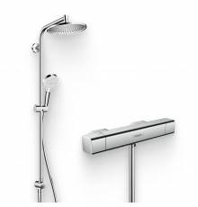 Душевой комплект Термостат Hansgrohe Ecostat E 15773000 для душа + Стойка Crometta S 240 1jet Showerpipe Rеno 27270000 EcoSmart