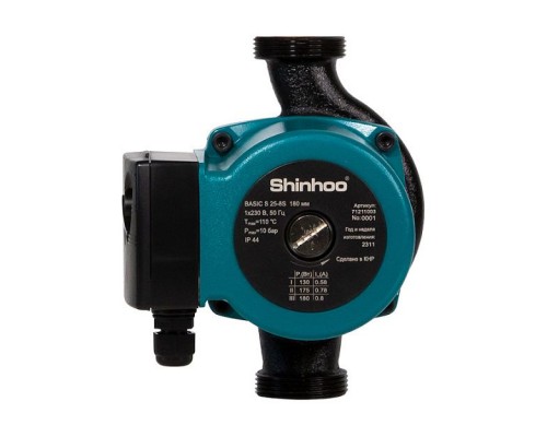 Насос циркуляционный Shinhoo BASIC S 25-8S 180мм 180/175/130Вт 1x230В 50Гц (с гайками). 71211003 Насос циркуляционный Shinhoo BASIC S 25-8S 180мм 180/175/130Вт 1x230В 50Гц (с гайками). 71211003