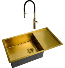 Комплект Мойка кухонная Zorg Light ZL R 780440 BRONZE + Смеситель Steel Hummer SH 2022 BRONZE бронза