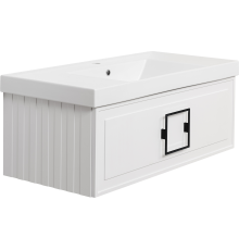 Тумба с раковиной La Fenice Cubo 100 подвесная, bianco, ручка черная, раковина Cubo 100