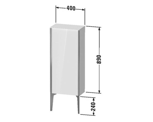 Duravit XViu Шкаф подвесной 40x24x89см, с 1 дверью, 2 стеклянными полками (петли слева), цвет: белый глянцевый/champagne matt. XV9714B1,  XV1305LB122