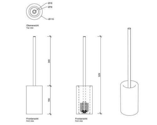 Decor Walther DW 6150 Туалетный ершик h62см, напольный, фарфор, цвет: белый / никель сатинированный. 0832334