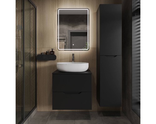 Мебель для ванной комнаты Orange Line 60 подвесная, 2 ящика, матовая черная с раковиной B05-520W