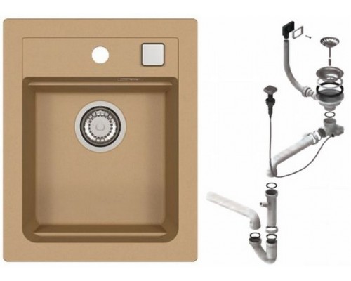 Alv 1139079 GR Atrox 10 Beige G55 Мойка I/U, 1 чаша, 3½ 400х500х195 мм+сифон 1132823, шк 400/500 1139769