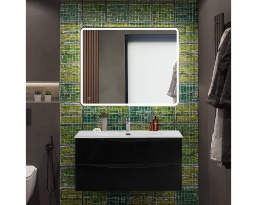 Мебель для ванной комнаты BelBagno Marino-cer-n 100 подвесная, nero lucido