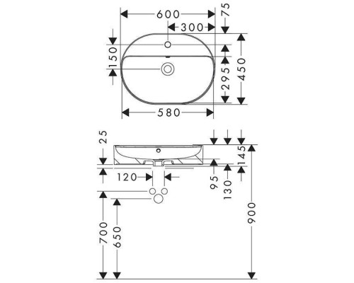 Hansgrohe Xuniva U Раковина-чаша 60x45см., накладная, 1 отв., цвет: белый. 60171450