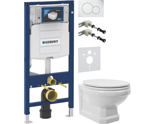 Комплект Унитаз подвесной STWORKI Драммен HDC609WH с микролифтом + Крепления Geberit Duofix 111.815.00.1 к стене + Шумоизоляция 156.050.00.1 + Инсталляция UP 320 111.300.00.5 + Кнопка Sigma 01 115.770.11.5 белая