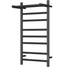 Полотенцесушитель электрический Bauedge Stil Shelf R 40х80, с полкой, матовый черный RAL9005