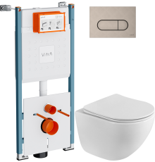 Комплект Унитаз подвесной BelBagno Libero BB11051CH-TOR/SC безободковый + Инсталляция VitrA V-Fix Core 732-5800-01PV + Кнопка Root Round 740-2295 никель