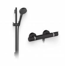 Душевой комплект Термостат Hansgrohe Ecostat Comfort 13116670 для душа, матовый черный + Гарнитур Vernis Blend 26422670 матовый черный