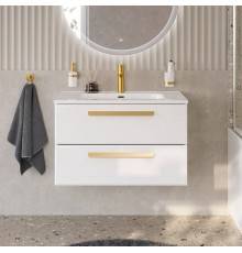 Тумба с раковиной Cezares Eco Cer-N 80, bianco lucido, раковина Duet 80, ручки сатиновое золото