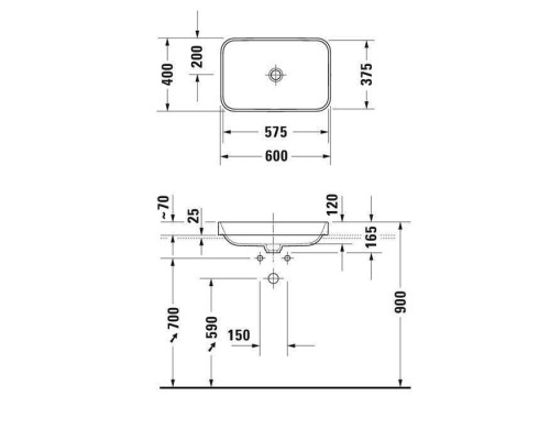 Duravit Happy D.2 Plus Раковина 60х40 см, без отв., цвет: белый. 23596000001