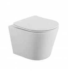 Унитаз подвесной BelBagno Flay-r BB053CHR/SC безободковый, с микролифтом, белый глянцевый