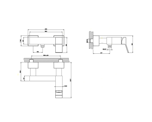 Gessi Rettangolo K Смеситель для душа без душевого комплекта, цвет: хром. 53031#031