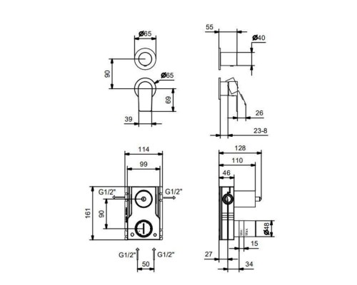 Fantini Myo Смеситель для душа, встраиваемый,на 2 источника, цвет: хром. 61 02 V681B