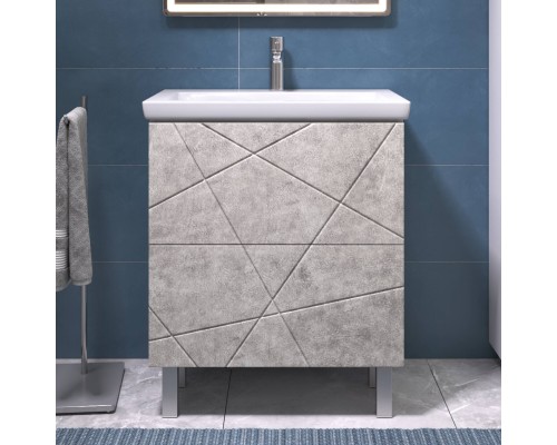 Тумба с раковиной Vigo Geometry 70 напольная, бетон, раковина Como 60