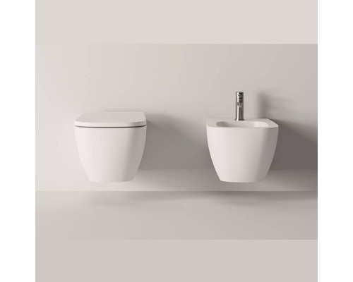 Alice Wunder Унитаз 53х31см., подвесной, безободковый, смыв aliflush+, с сиденьем и крышкой с микролифтом, с креплением Fischer WB-KliX, цвет: белый матовый. 45000109SET