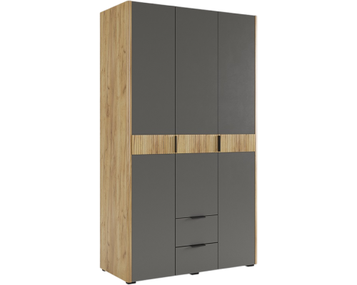 Шкаф для одежды Mebelson Адам MSA-04 трехдверный, дуб крафт золотой, графит