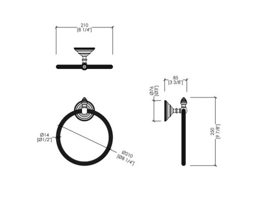 DevonDevon Black Diamond Полотенцедержатель - кольцо 21см., подвесной, цвет: хром. BLKD507CR DevonDevon Black Diamond Полотенцедержатель - кольцо 21см., подвесной, цвет: хром. BLKD507CR