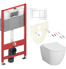 Комплект Унитаз подвесной VitrA Mia Round SmoothFlush 7510B003-0075 безободковый + Крышка 801-003-019 с микролифтом + Инсталляция TECE Base 9400413 4 в 1 с кнопкой смыва